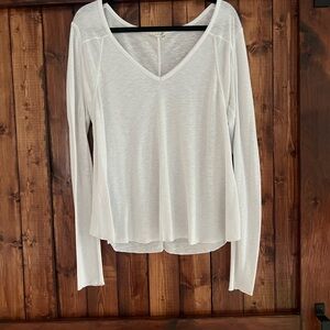Free People: white long sleeve top: L